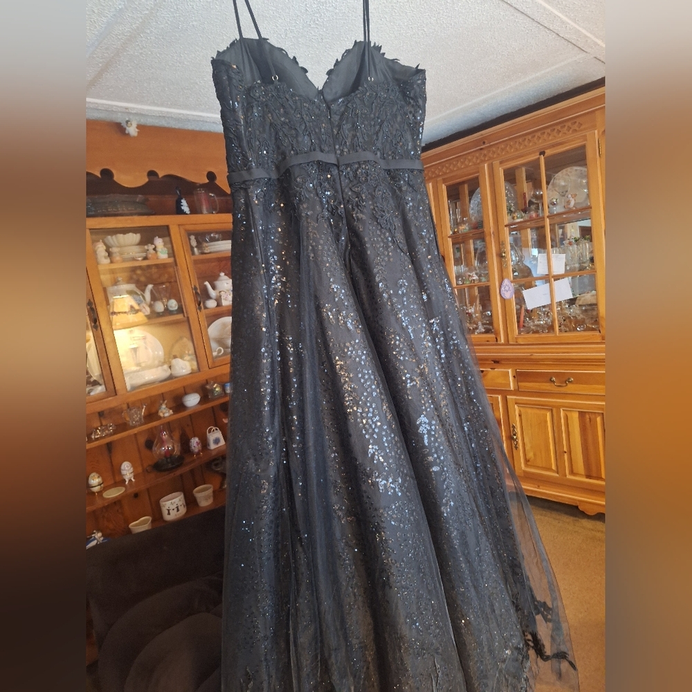 Jules & Cleo Black Sequin A-Line Evening Gown - Picture 2 of 11